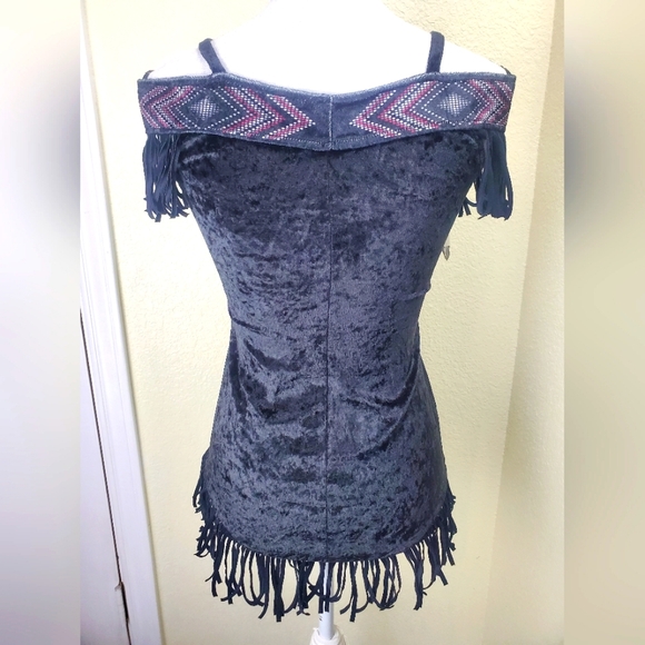 Moon Wolf Black Fringe Eagle Feather Long Tank/Dress - Picture 3 of 4